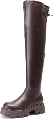 DREAM PAIRS Women's Platform Over The Knee Boots Lug Sole Round Toe Thigh High Long Chunky Block Heels Fall Boots in Saudi Arabia