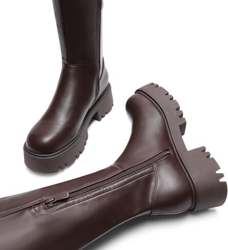 DREAM PAIRS Women's Platform Over The Knee Boots Lug Sole Round Toe Thigh High Long Chunky Block Heels Fall Boots in Saudi Arabia