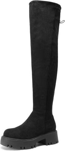 DREAM PAIRS Women's Platform Over The Knee Boots Lug Sole Round Toe Thigh High Long Chunky Block Heels Fall Boots in Kuwait