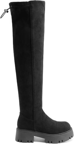 DREAM PAIRS Women's Platform Over The Knee Boots Lug Sole Round Toe Thigh High Long Chunky Block Heels Fall Boots in Kuwait