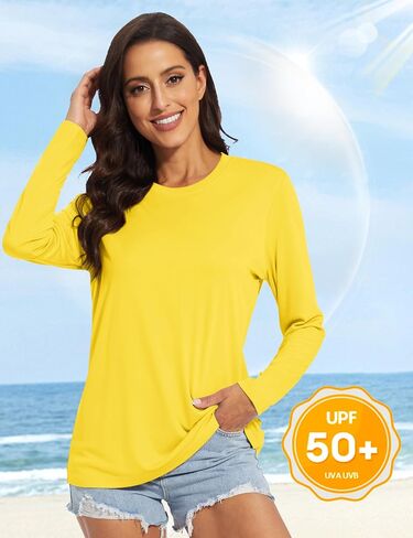MAGCOMSEN Women's Long Sleeve Shirts UPF50+ Sun Protection Quick Dry Shirts for Hiking Atheltic Workout Rash Guard Tops in Saudi Arabia