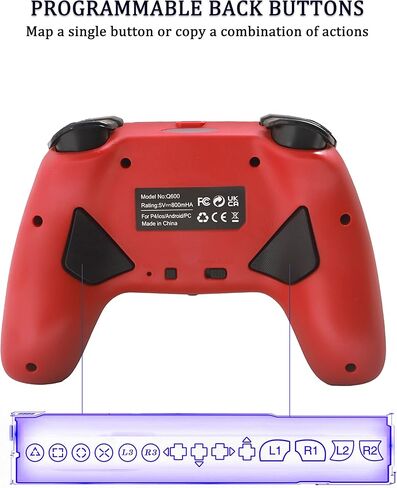 TJPD Wireless Controller for PS4, Wireless Remote Gamepad with Unique Cracked Design/8 Adjustable LED Colors/Programmable Back Buttons/Super Turbo/Dual Vibration, Widely Compatible with PS4/PC/iOS in Kuwait