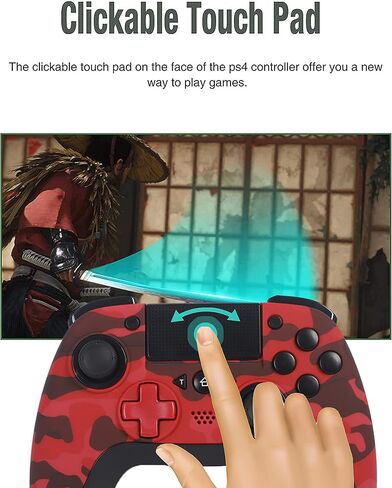 TJPD Wireless Controller for PS4, Wireless Remote Gamepad with Unique Cracked Design/8 Adjustable LED Colors/Programmable Back Buttons/Super Turbo/Dual Vibration, Widely Compatible with PS4/PC/iOS in Kuwait