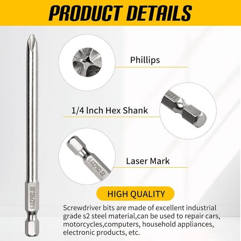30 Pcs Long Magnetic Screwdriver Bit Set 4 Inch, Mixiflor 1/4 Inch Hex Shank S2 Steel Magnetic 4 Inch Long Drill Bits with Storage Box(Slotted+Cross+Square +Torx) in Saudi Arabia