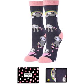 HAPPYPOP Funny Cow Print Gifts Chicken Cat Gifts for Women, Novelty Cow Goat Bee Fox Llama Socks For Girls