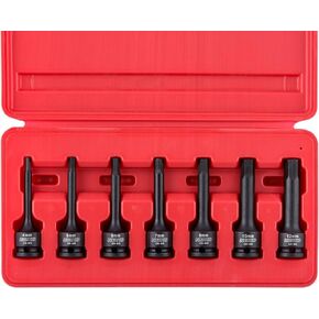 NEIKO 01130B 3/8" Drive Allen Socket Set, 7 Piece, 3 Inch, 3/8" Impact Hex Bit Socket Set, Metric Hex Driver 4 mm to 12 mm, Chrome-Moly Cr-Mo Impact Grade
