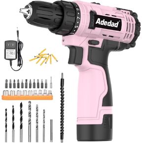 Adedad 20V Cordless Drill Set Electric Power Drill Kit with 2 Batteries and Charger,300 in-lbs Torque, 3/8 Inch Keyless Chuck, 23+1 Position,2 Variable Speed, LED Light and 48pcs Accessories