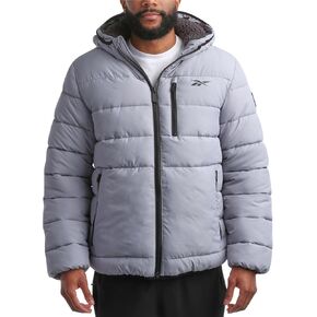Reebok Men's Winter Jacket - Heavyweight Quilted Puffer Parka Coat - Ski Jacket for Men, Sherpa Lined Hood (S-XL)