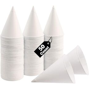 Smygoods White Paper Cone Cups 4.5 Oz, Snow Cone Cups 100 Count,