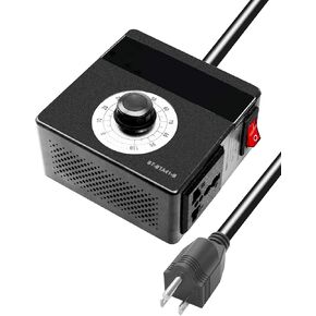 Variable Speed Controller, 15A 100V-120V AC Motor Speed Controller for Fan Router Rheostat, Electronic Voltage Regulator with Voltage LED Display Screen and Galvanized Black-Coated Metal Shell