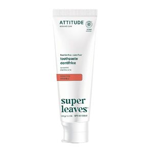 ATTITUDE Fluoride-Free Toothpaste, Plant- and Mineral-Based Ingredients, Vegan, Cruelty-Free and Sugar-Free, Sensitive, Peppermint, 4.2 Oz