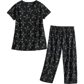 Women’s Pajama Set - Sleepwear Tops with Capri Pants Casual and Fun Prints Pajama Sets