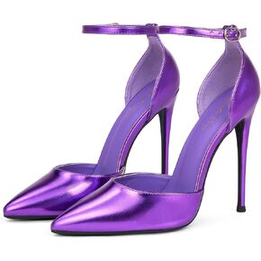 Elisabet Tang High Heels, Women Pumps D'Orsay Ankle Strap Pointed Toe Stiletto Heels Rhinestone Party Wedding Shoes