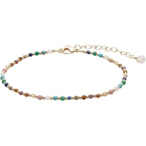 Lotus and Luna 2MM Master Healer Energy Chakra Healing Dainty Anklet with Real Stones Jade, Pearl, Rose Quartz, Amethyst, Moonstone