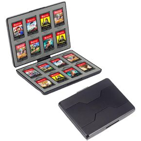 QUBAMG Nintendo Switch Game Case 48 Game Card Slots and 48 Micro SD Card Slots for Nintendo Switch & OLED,Black Game Holder for Nintendo Switch Cartridge Case,Portable,Hard Shell,Silicone Lining
