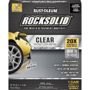 ROCKSOLID FLOORS Rust-Oleum 282829 RockSolid Polycuramine 1 Car Garage Floor Top Coating Kit, High Gloss Clear
