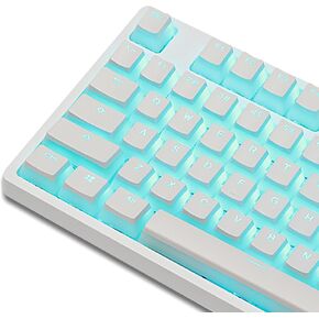Happy Balls Pudding Keycaps PBT Backlit Cherry MX Keycap Set Doubleshot OEM Profile Translucent with Keycap Puller for US UK Layout 61 87 104 108 MX Switches Mechanical Keyboard(White Pudding)