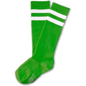 Unisex Child Kid Size Neon Bright Colored Knee High Sport Team Socks With Various Colored Stripes