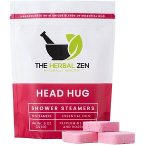 Head Hug Shower Steamers Aromatherapy for Soothing Relief 10-pack - Self Care Spa Gift for Women, Men, Teacher, Luxury Handmade Shower Bath Bombs with Essential Oils - The Herbal Zen