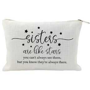 Sisters Are Like Stars Makeup Bag Case for Sister Birthday Gifts Cosmetic Bag Best Friends Gift for Big Little Sisters