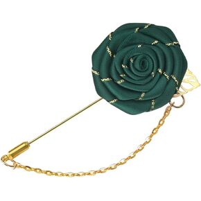 Men Cloth Rose Flower with Gold Leaf Brooch Lapel Pin for Men Suits Rose Flower Brooch Pin Bridegroom Wedding Brooches White Flower Pin for Men Suit Tassel Chain Brooch Rose Pins and Brooches