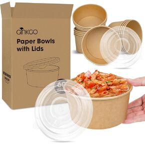 90 Count 30 oz Large Paper Bowls Leak Proof Disposable Hot Soup Bowls Bulk No Plastic Lids for Daily Dinner or Lunch