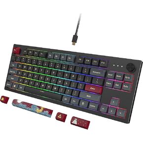 Montech MKey Mechanical Gaming Keyboard: Customizable RGB LED, Premium MDA Profile PBT Keycap, Hot-Swappable, Gateron G Red Pro 2.0 Pre-lubed Switches, Osaka Castle Theme, Darkness(MK105DR)