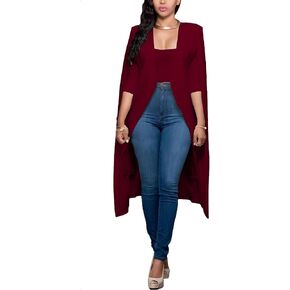 LYANER Women's Cape Long Sleeve Work Wear Blazer Jackets Long Cape Coat