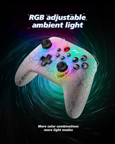 وحدة تحكم التبديل BINBOKPLAY، وحدة تحكم لاسلكية Switch Pro للتبديل/Switch Lite/Switch OLED، لوحة ألعاب لاسلكية عن بعد LED قابلة للتعديل RGB مع تحكم فريد في الكراك/الحركة/Turbo/ALPS عصا التحكم (رمادي) in Kuwait
