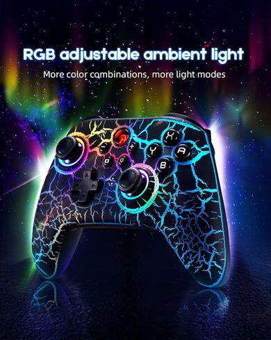 وحدة تحكم التبديل BINBOKPLAY، وحدة تحكم لاسلكية Switch Pro للتبديل/Switch Lite/Switch OLED، لوحة ألعاب لاسلكية عن بعد LED قابلة للتعديل RGB مع تحكم فريد في الكراك/الحركة/Turbo/ALPS عصا التحكم (رمادي) in Kuwait