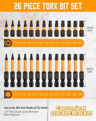 Rocaris 50 Pack Screwdriver Bit Set, 3 in Security Bit Set Extra Long Magnetic Driver Kit with Case, Hex, Star Bits, Philips, Square, Spanner Bits - S2 in Saudi Arabia