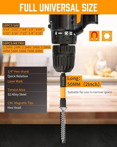 Rocaris 50 Pack Screwdriver Bit Set, 3 in Security Bit Set Extra Long Magnetic Driver Kit with Case, Hex, Star Bits, Philips, Square, Spanner Bits - S2 in Saudi Arabia