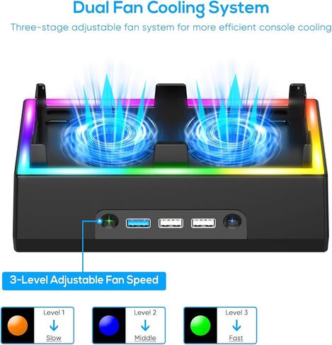 GORIXER Wall Mount for Xbox Series S, Vertical RGB Light Cooling Fan Bracket Mount Kit Accessories with 2 X Controller Holder & Extended USB Ports for Xbox Series S Console in Saudi Arabia