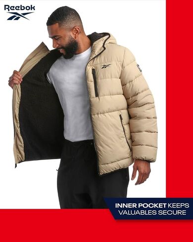Reebok Mens Winter Jacket - Heavyweight Sherpa Lined Puffer Parka Mens Winter Coat - Insulated Quilted Ski Jacket for Men in Saudi Arabia