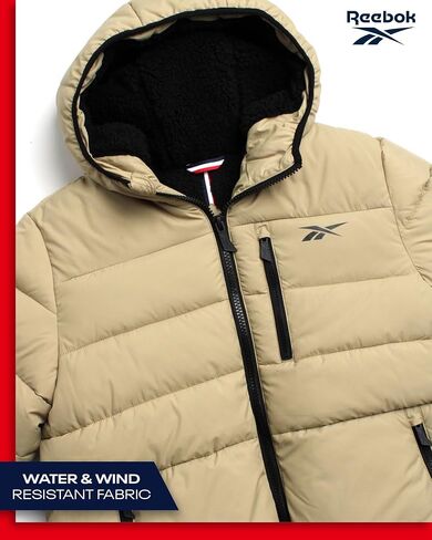 Reebok Mens Winter Jacket - Heavyweight Sherpa Lined Puffer Parka Mens Winter Coat - Insulated Quilted Ski Jacket for Men in Saudi Arabia