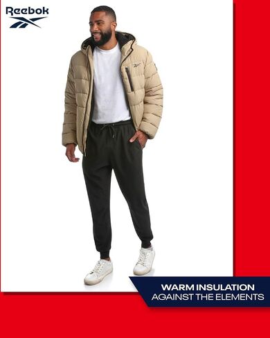 Reebok Mens Winter Jacket - Heavyweight Sherpa Lined Puffer Parka Mens Winter Coat - Insulated Quilted Ski Jacket for Men in Saudi Arabia