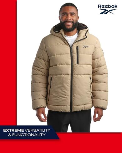Reebok Mens Winter Jacket - Heavyweight Sherpa Lined Puffer Parka Mens Winter Coat - Insulated Quilted Ski Jacket for Men in Saudi Arabia