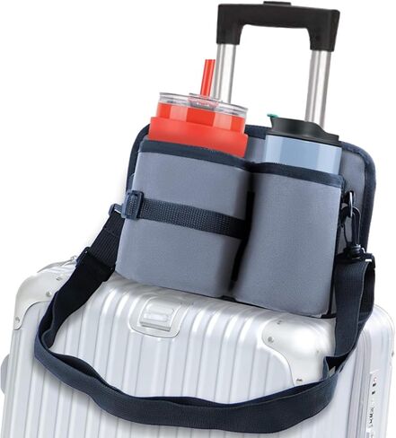 حقيبة حامل أكواب السفر مع حزام الكتف، حامل أكواب السفر للأمتعة حامل أكواب الأمتعة المحمول لمعظم مقابض الحقائب، هدايا لمضيفات الطيران النساء المسافرات المتكررات in Kuwait