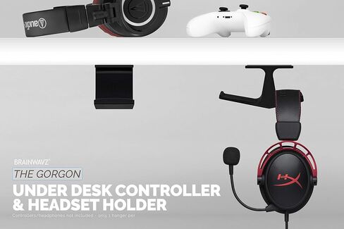 BRAINWAVZ The IRIS - Under Desk Dual Universal Game Controller Mount Holder Hanger for Xbox ONE, Series X, PS5, PS4, PS3, Switch, STEELSERIES Gamepad & More, No Screws in Kuwait