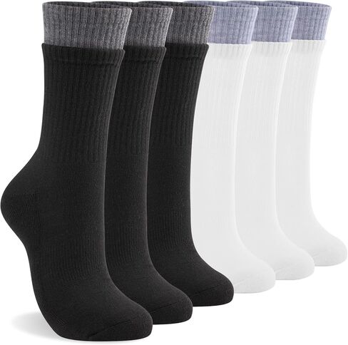 جوارب eallco النسائية الدائرية، جوارب رياضية للتنزه سيرًا على الأقدام والجري، جوارب مبطنة ماصة، 6 أزواج in Kuwait