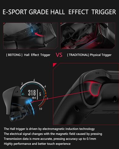 BEITONG Asura 2Pro PC وحدة تحكم ألعاب Hall Effect Trigger Wireless Gamepad لنظام التشغيل Windows 7 8 10 11 Switch Steam Deck Tesla، اهتزاز مزدوج/ماكرو/أزرار متقدمة/حساسية عصا التحكم وضبط المنطقة الميتة in Kuwait