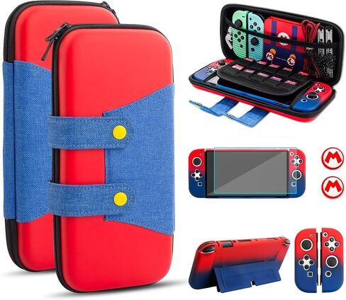 HYPERCASE Classic Theme for Mario Carrying Case Compatible with Nintendo Switch OLED, Cute Protective Case Storage 10 Games for Switch OLED Kits with Gradient Shell, Screen Protector, 2 Thumb Grips. in Saudi Arabia