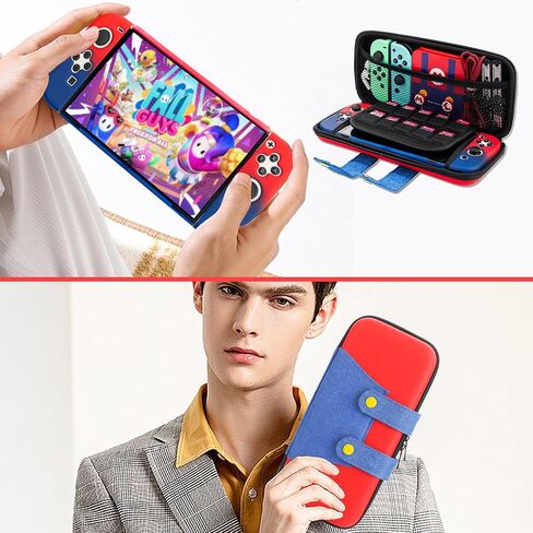 HYPERCASE Classic Theme for Mario Carrying Case Compatible with Nintendo Switch OLED, Cute Protective Case Storage 10 Games for Switch OLED Kits with Gradient Shell, Screen Protector, 2 Thumb Grips. in Saudi Arabia