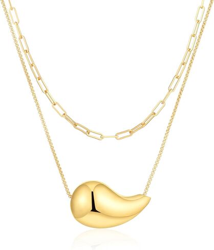 قلادة VULETO Drop قلادة Dupes Teardrop Dainty 14k مطلية بالذهب قطرة الماء قلادة مضادة للحساسية للنساء والفتيات in Kuwait
