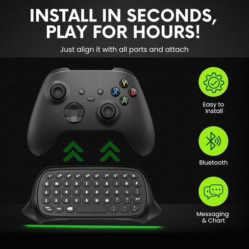 TNP Wireless Chatpad for Xbox One Controller S/X & Series S/X - 2.4Ghz Black Mini Text Messenger Chat Pad for Xbox One, Controller Keyboard Attachment Accessory in Saudi Arabia