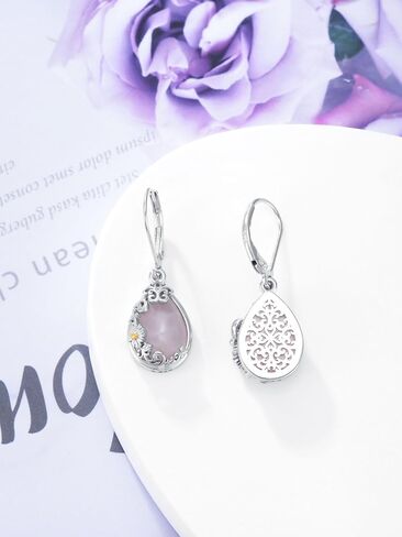 SHUSUKUE Moonstone/Lapis Lazuli/Amethyst Filigree Teardrop Drop Dangle Earrings 925 Sterling Silver Sunflower Leverback Earrings Healing Crystal Jewelry Gifts for Women Girls Halloween Thanksgiving Christmas Gifts in Kuwait