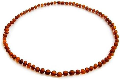 قلادة Amber Guru Baltic Amber للنساء والرجال (أصيلة ومعتمدة) - 21.7 بوصة، كونياك (مصقول) - مجوهرات عنبر للجنسين للبالغين - قلادة من خرز العنبر in Kuwait