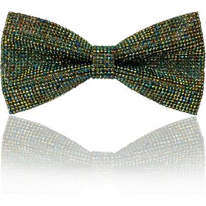 Crystal Rhinestones Pre-tied Bow Ties for men women | Formal Bowties with Adjustable Length | CK Bow (Green AB)