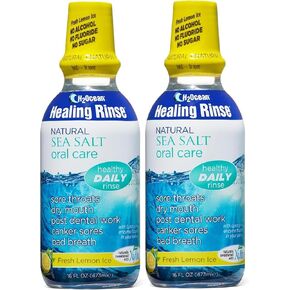 عبوتين من غسول الفم H2Ocean Healing Rinse - غسول الفم بملح البحر وإكسيليتول ذو المذاق الرائع للنفس المنعش والفم الجاف - خالي من الكحول والفلورايد - ثلج الليمون 16oz