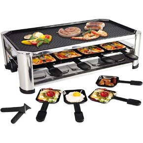 Raclette Table Grill TAMARIT 3-in-1 Electric Grills Indoor Removable Korean BBQ Grill Barbecue Grill 1300W 120V Reversible Grill with Hot Stone Plate for Party Family Barbecue Grills with Cheese Pans